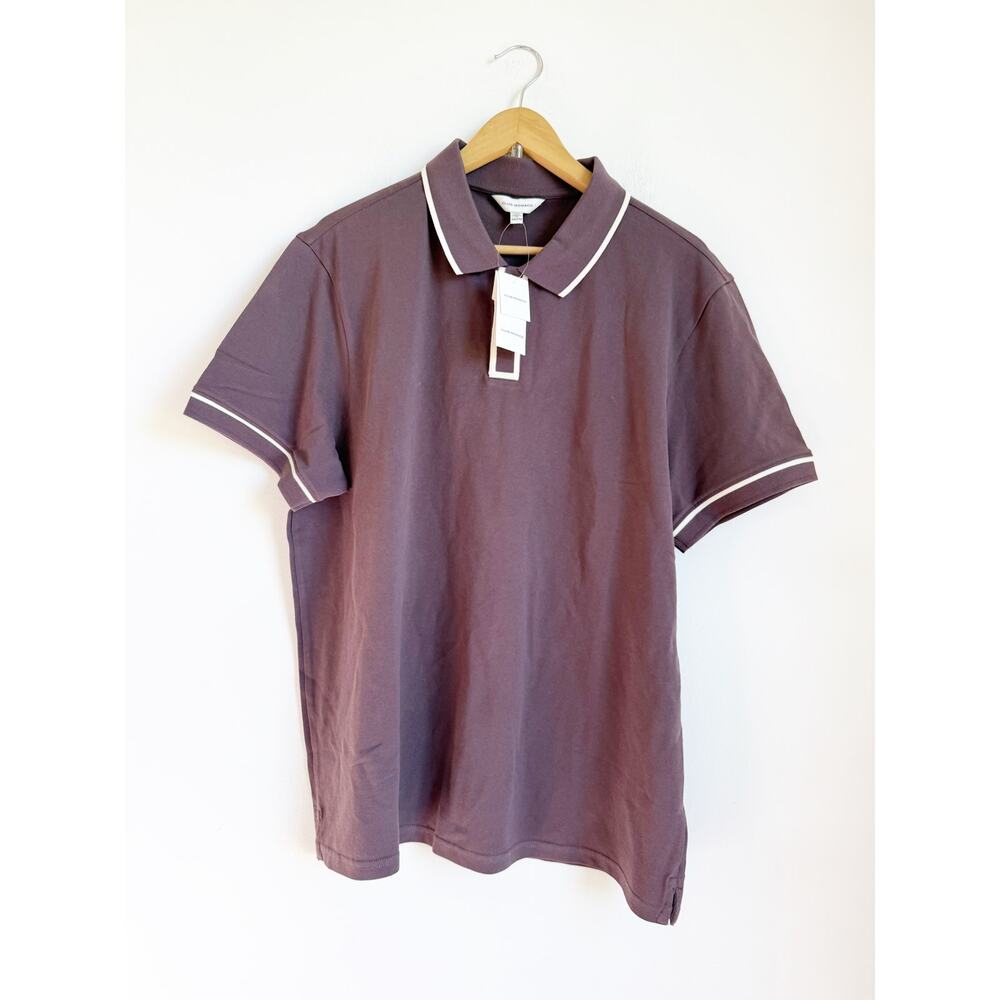 NWT Club Monaco Linear Tipped Polo  XXL Shirt Men's Purple Ivory